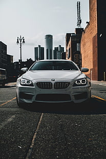 veículo BMW branco, bmw m6 gran coupe, bmw m6, bmw, vista frontal, carro, HD papel de parede HD wallpaper