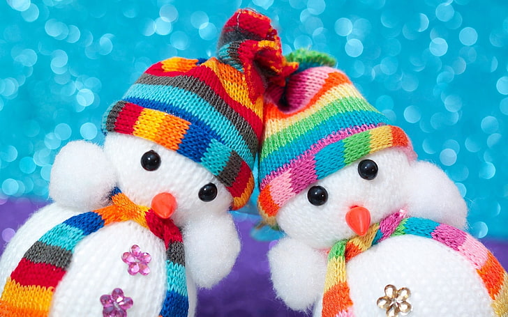 Christmas Cute Snowmen Toys, snowman dolls, Festivals / Holidays, Christmas, festival, snowman, HD wallpaper