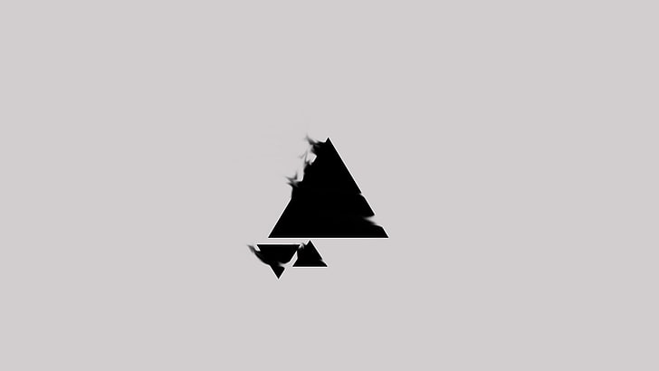 triangle, black, white, wind, minimalism, simple background, abstract, digital art, HD wallpaper