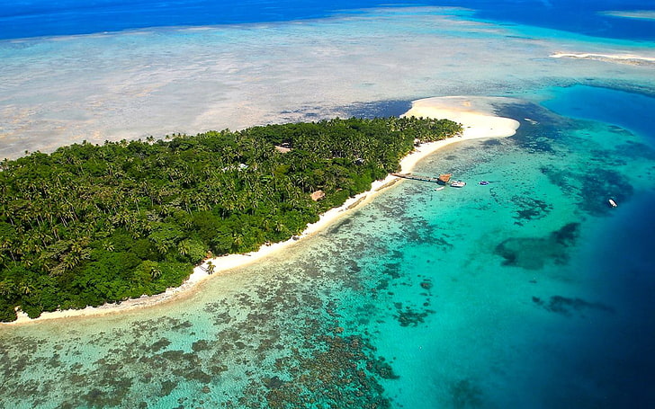 เกาะ Lelevia ใกล้เกาะ Cagalai I เกาะ Niubasaga Leleuvia Fiji Pacific Ocean Air View วอลเปเปอร์ HD 3840 × 2400, วอลล์เปเปอร์ HD