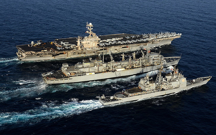 weißes und braunes Betongebäude, Flugzeugträger, Militär, Schiff, Depotschiff, HD-Hintergrundbild