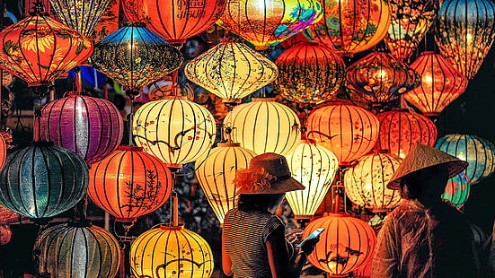 tradizione, festa di metà autunno, cina, festa, lanterne, lanterna, Sfondo HD HD wallpaper