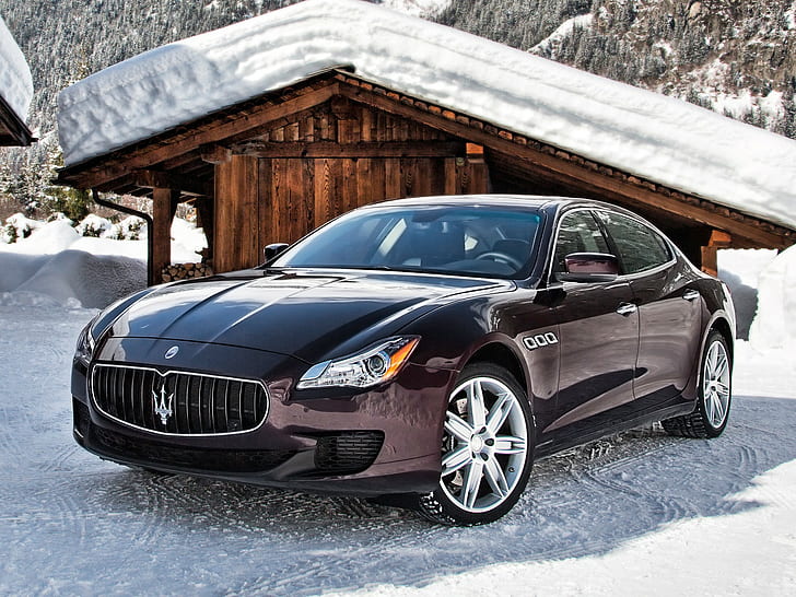 Maserati, Quattroporte, Q4, Maserati, Quattroporte, Q4, car, Italian, snow, HD wallpaper