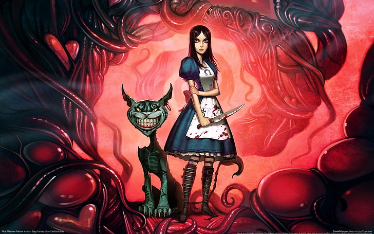 Alice im Wunderland digitale Tapete, Alice, Alice Wahnsinn kehrt zurück, Cheshire Cat, HD-Hintergrundbild