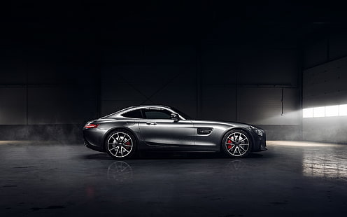 silver coupe, Mercedes-Benz, AMG Line, car, Mercedes-Benz AMG GT, vehicle, silver cars, HD wallpaper HD wallpaper