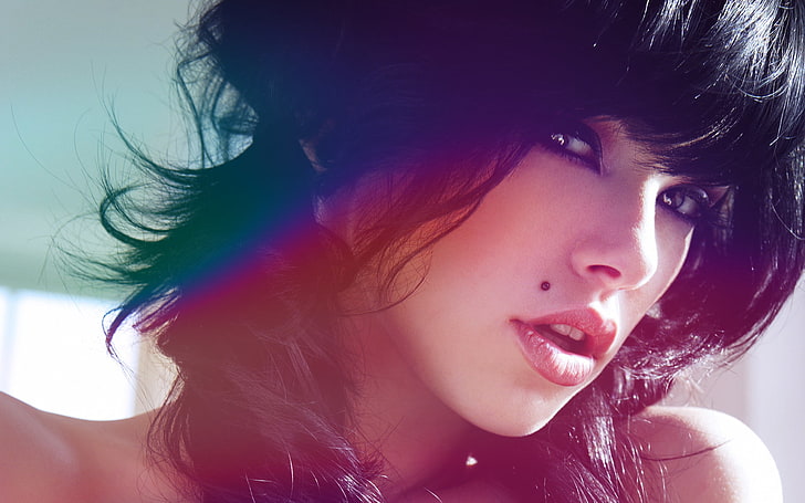 Vikki Blows, Lippenstift, Model, schwarze Haare, Gesicht, Frauen, HD-Hintergrundbild