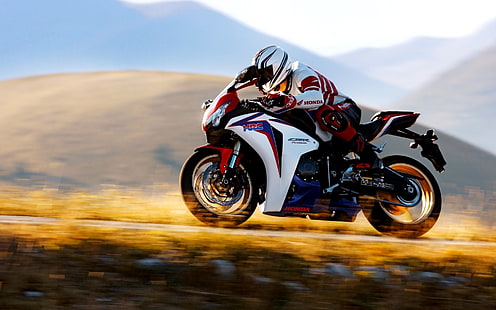 Honda CBR 1000 RR Fireblade, bici sportiva bianca e nera, motociclette, Honda, Sfondo HD HD wallpaper