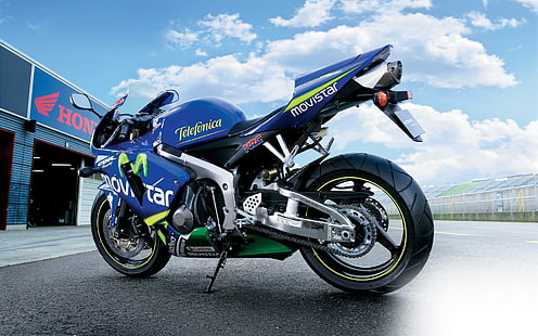 honda, cbr, 600 рр, мотоцикл, стиль, синий honda movistar спортивный мотоцикл, honda, 600 рр, мотоцикл, стиль, HD обои HD wallpaper