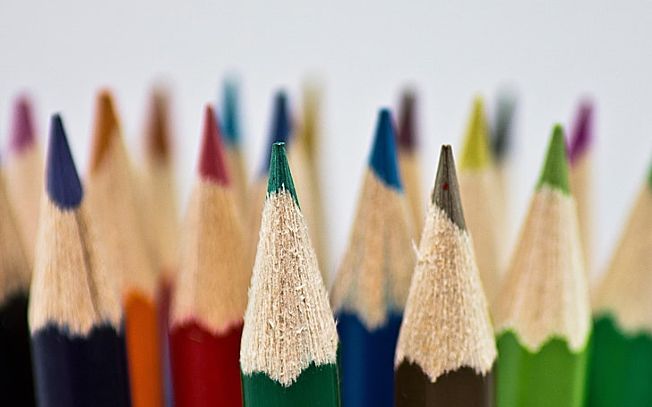 assorted-color color pencils collection, colored pencils, set, spike, form, HD wallpaper