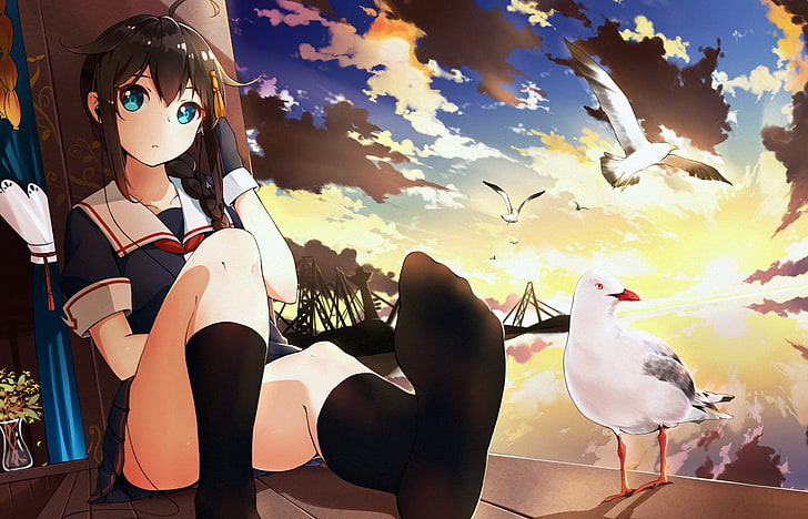 anime girls, anime, Kantai Collection, Shigure (KanColle), HD wallpaper