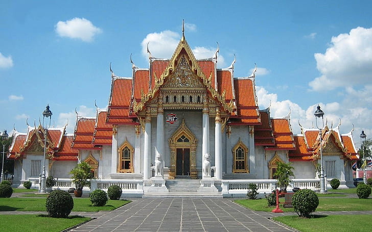 Kuil Wat Benchamabophit Di Bangkok Thailand, Wallpaper HD