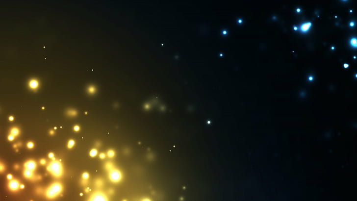 blue, floating particles, yellow, HD wallpaper
