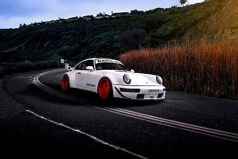 Porsche, samochód, słońce, biały, droga, 993, RWB, Hoonigan, Tapety HD HD wallpaper