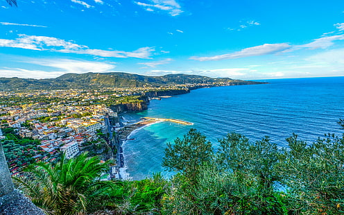amalfi, latar belakang Italia, laut, sorrento, HDR, Unduh 3840x2400 Amalfi, Wallpaper HD HD wallpaper