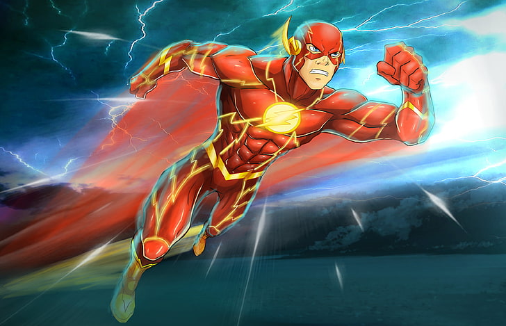 DC The Flash illustration, costume, superhero, DC Comics, Flash, Barry Allen, HD wallpaper