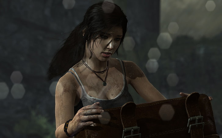 czarno-szary podkoszulek męski, Tomb Raider 2013, Lara Croft, Tomb Raider, gry wideo, Tapety HD