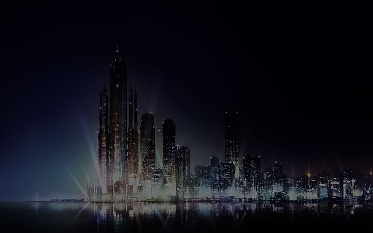 고층 빌딩, 사이코 패스, 도시 풍경, 애니메이션, HD 배경 화면
