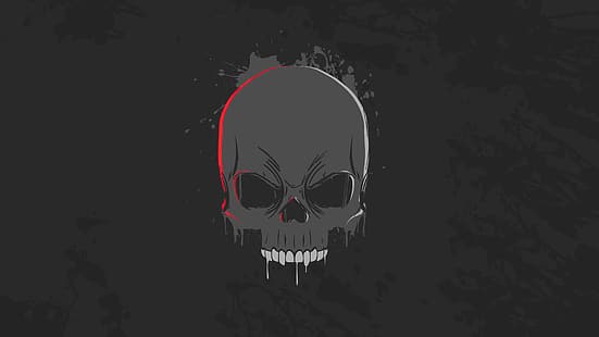  skull, dark, minimalism, 4K, artwork, digital art, black, HD wallpaper HD wallpaper