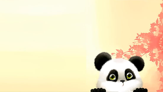 panda illustration, art, bear, Panda, children's, HD wallpaper HD wallpaper