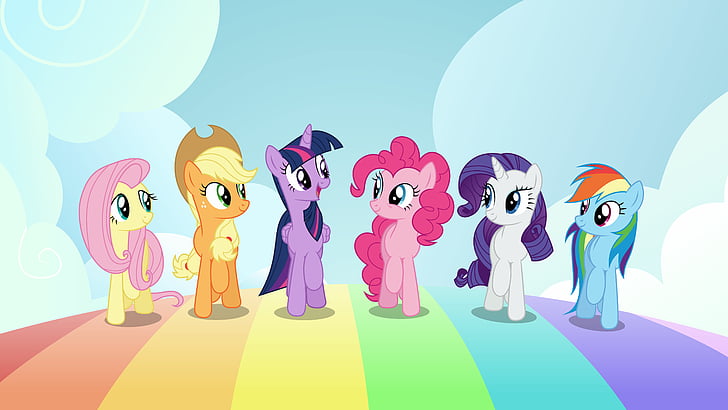 วอลเปเปอร์ดิจิทัลตัวละคร My Little Pony หกตัว, My Little Pony: The Movie, Spike, Rainbow Dash, Twilight Sparkle, แอนิเมชัน, 5K, 2017, วอลล์เปเปอร์ HD