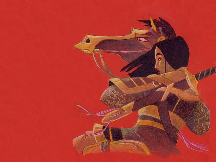 Mulan illustration, Mulan, artwork, Disney, movies, Fondo de pantalla HD