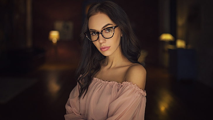 women, model, portrait, Sergey Zhirnov, women with glasses, face, HD wallpaper