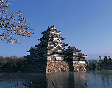 Замъци, замъкът Мацумото, замъкът, есента, Япония, HD тапет HD wallpaper