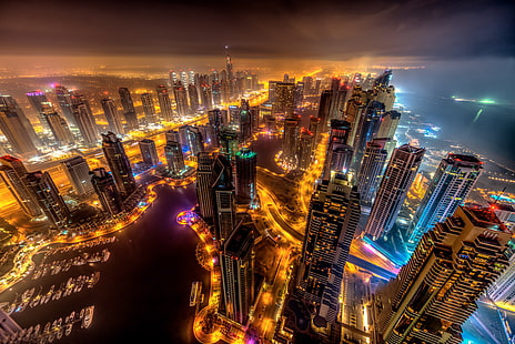 Дубай, свят, сгради, светлини, 4k, 5k, 8k, hd, HD тапет HD wallpaper