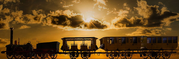 adler, clouds, drive, evening sun, holiday, holidays, locomotive, nuremberg, old train, railway, seemed, sunlight, train, transport, travel, wagon, HD wallpaper