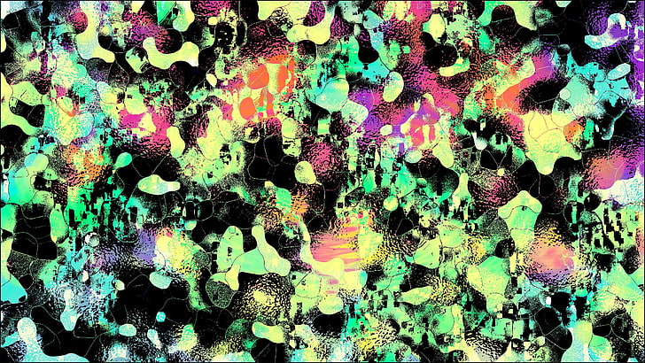 สิ่งทอลายดอกไม้สีแดงสีเขียวและสีดำนามธรรม LSD trippy ประสาทหลอนศิลปะดิจิทัล, วอลล์เปเปอร์ HD