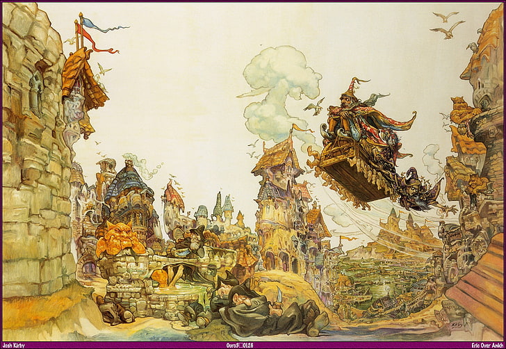 castle illustration, Discworld, fantasy art, HD wallpaper