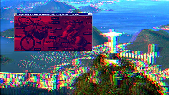 vaporwave, filozofia, Brazylia, Rio de Janeiro, Napoleon Bonaparte, stoicyzm, rower, cytat, Tapety HD HD wallpaper