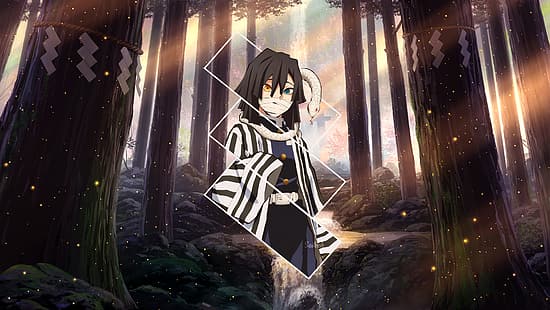 Obanai Iguro, serpent, Kimetsu no Yaiba, hétérochromie, anime, Fond d'écran HD HD wallpaper