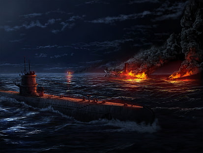 Видеоигра, Hearts of Iron IV, подводная лодка, HD обои HD wallpaper
