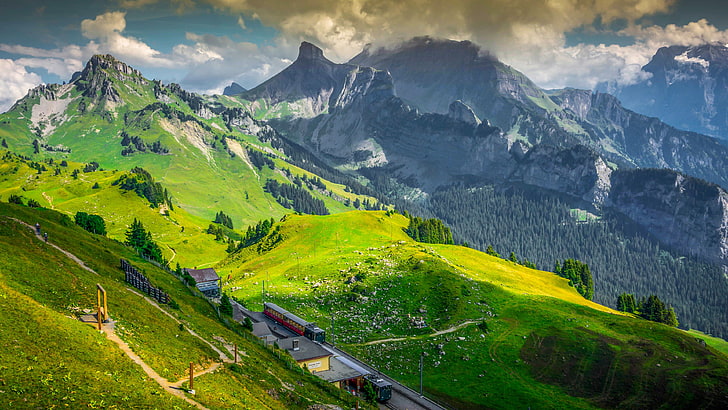 Швейцария, Вильдерсвиль, горный хребет, горная местность, гора, Европа, небо, холм станции, Бернский нагорье, долина, Альпы, лугопастбищные угодья, горный перевал, Schynige Platte, группа Schwarzhorn, HD обои