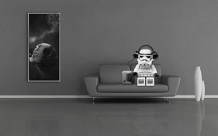 1920x1200 px Couch Death Star headphones LEGO Star Wars Living rooms music reflection Star Nature Rivers HD Art , Music, REFLECTION, stormtrooper, headphones, couch, Death Star, lego star wars, 1920x1200 px, Living rooms, Star Wars, HD wallpaper