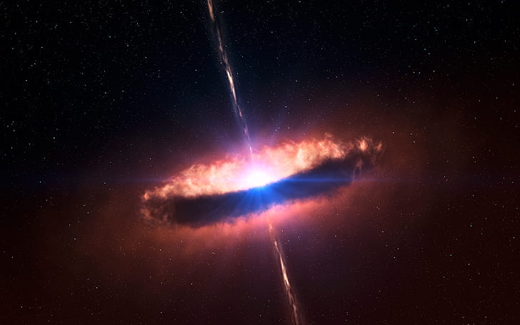 Quasar Stars Black Hole Light HD, черен, космос, звезди, светлина, дупка, квазар, HD тапет