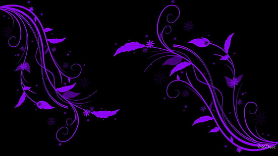 Фиолетовая весна, весна, абстракция, лозы, черный, фиолетовый, широкоформатный, лето, цветы, 3d и аннотация, HD обои HD wallpaper