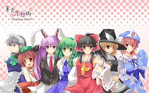 Anime, Touhou, Chen (Touhou), Marisa Kirisame, Reimu Hakurei, Reisen Udongein Inaba, Sakuya Izayoi, Sanae Kochiya, Yuyuko Saigyouji, HD wallpaper HD wallpaper