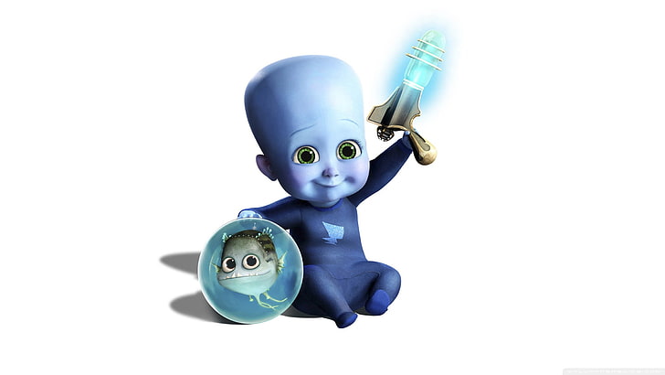 ребенок инопланетянин держит пистолет иллюстрация, мегамозг, фильмы, анимационные фильмы, HD обои