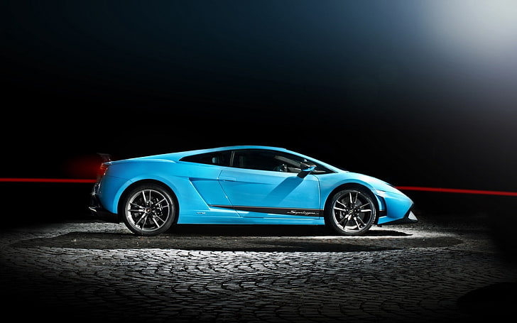 รถ, รถหรู, รถสีน้ำเงิน, Lamborghini, Lamborghini Gallardo, วอลล์เปเปอร์ HD