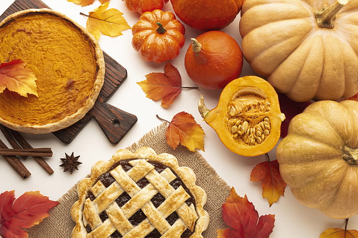 Food, Still Life, Baking, Cake, Fall, Leaf, Pie, Pumpkin, HD wallpaper