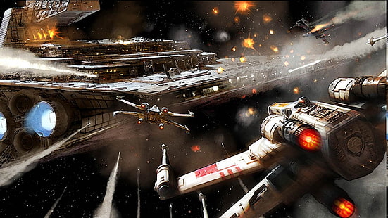 Galactic Empire, Rebel Alliance, science fiction, Star Destroyer, Star Wars, X wing, HD tapet HD wallpaper