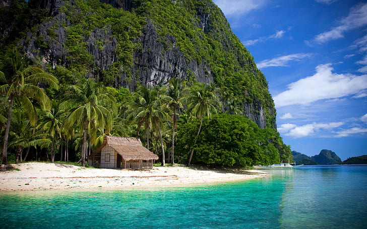バクイトベイエルニドパラワンフィリピン諸島ターコイズブルーの海のラグーンサンディビーチ最高のHd風景の壁紙2560×1600、 HDデスクトップの壁紙