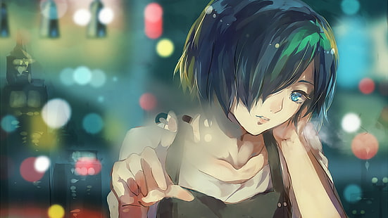 Anime, Tokyo Ghoul, Blaue Augen, Mädchen, Grünes Haar, Kurzes Haar, Tokyo Ghoul: re, Touka Kirishima, HD-Hintergrundbild HD wallpaper