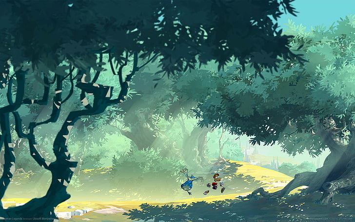 road, forest, trees, the game, game wallpapers, Rayman legends, HD wallpaper