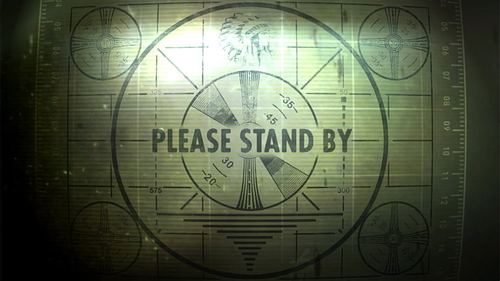 Please Stand By box, utan namn, Fallout 3, testmönster, Fallout, vintage, videospel, HD tapet