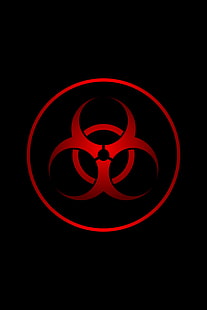 radiation, sign, symbol, red, black, HD wallpaper HD wallpaper
