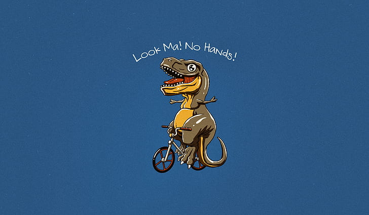 Minimalism, Dinosaur, Bike, Art, T-Rex, Tyrannosaurus, Rex, by Vincenttrinidad, Vincenttrinidad, No hands, Look Ma! ไม่มีมือ!, วอลล์เปเปอร์ HD