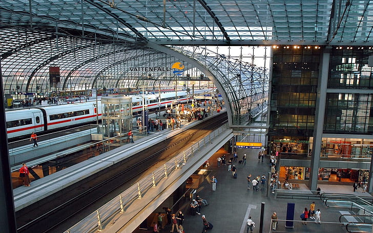 Estação Central de Berlim, Alemanha, estação central, trilho, Berlim, animais, HD papel de parede